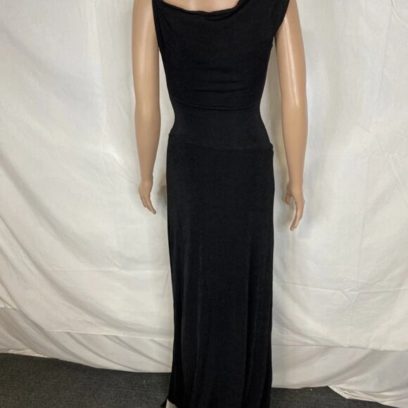 Khanum’s Women’s Sleeveless High-Slit Jersey Knit Long Dress – Black – Size S - Picture 4 of 11